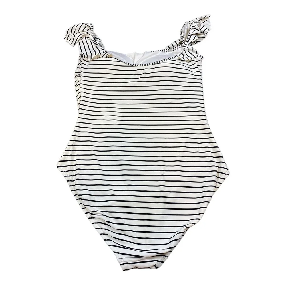 Vince Camuto Bathing Swimwear Womans Sz‎ 12 Stripes White Black Print Swimsuit